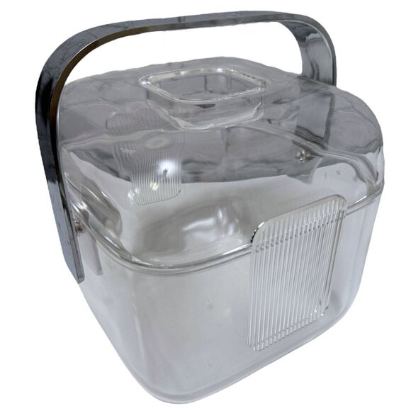 Italian Guzzini Ice Bucket Vintage 80s Modern Barware Amanda Clear Plastic - Picture 1 of 15